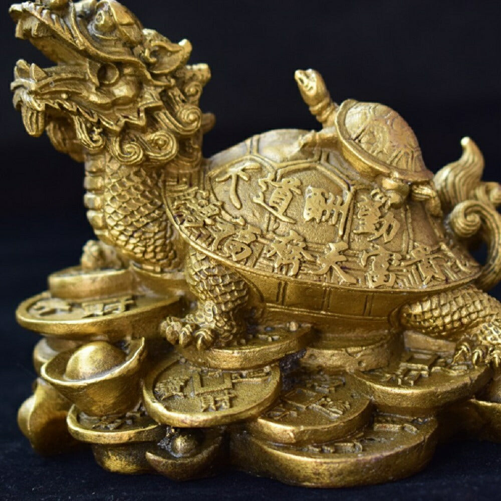 風水 インテリア | 開運龍亀ブロンズ置物 - 金運・財運向上