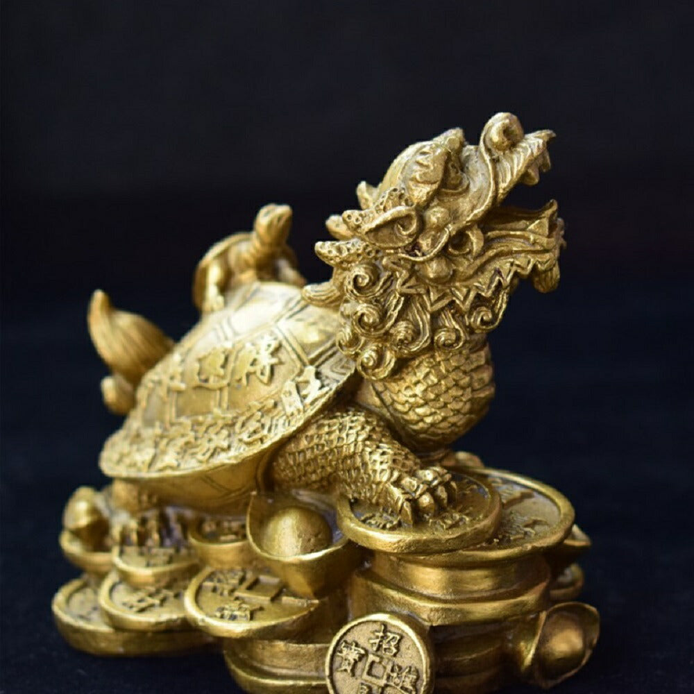 風水 インテリア | 開運龍亀ブロンズ置物 - 金運・財運向上