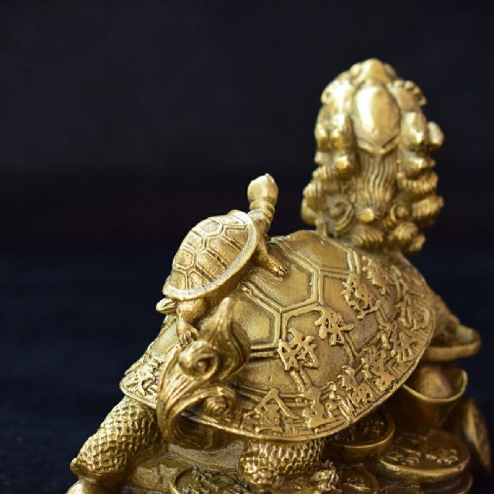 風水 インテリア | 開運龍亀ブロンズ置物 - 金運・財運向上