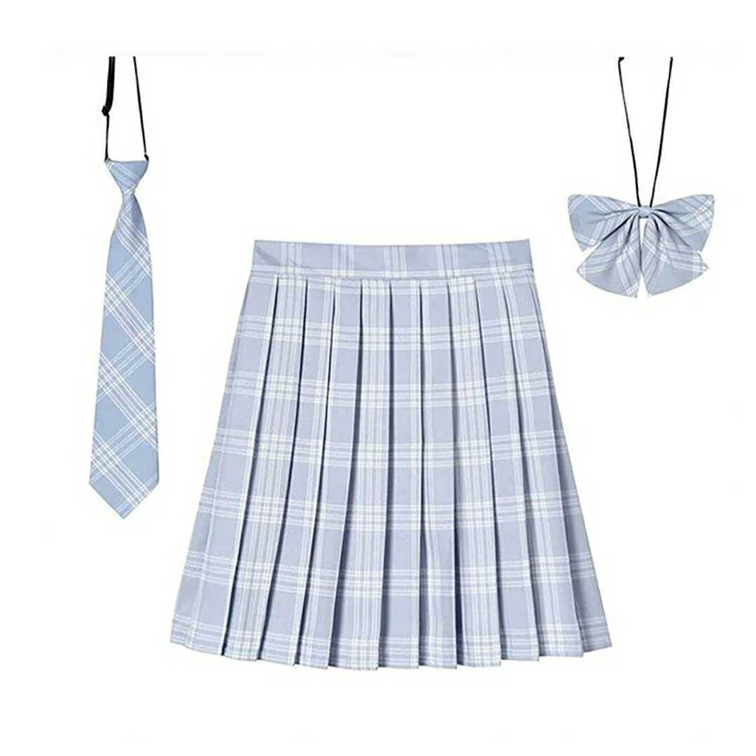 ボトムス 女性 | チェック柄スクールプリーツスカート - 選べる16色、43cm