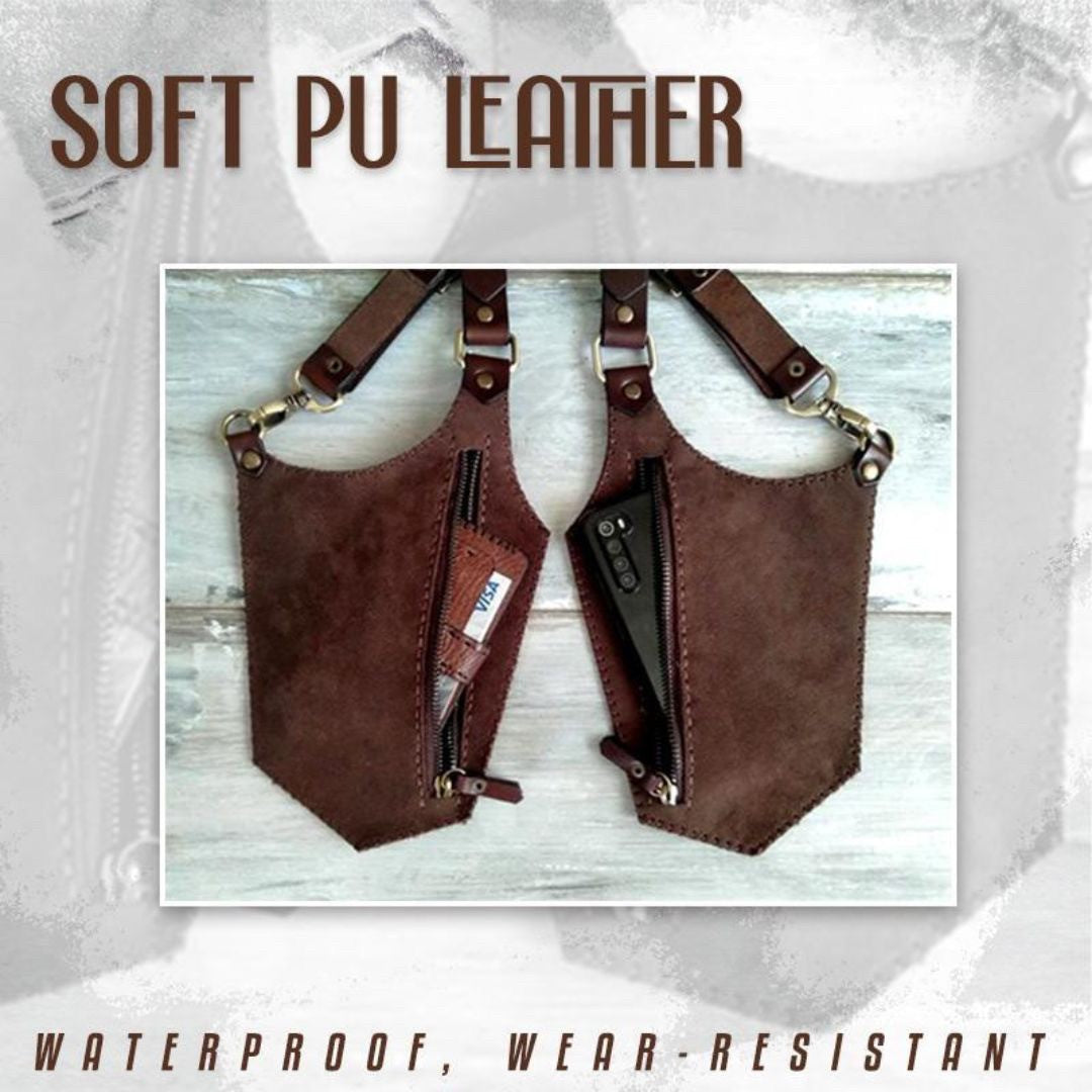 男性ファッション その他 | スチームパンク風ハーネスダブルショルダーバッグ（ブラック/ブラウン）