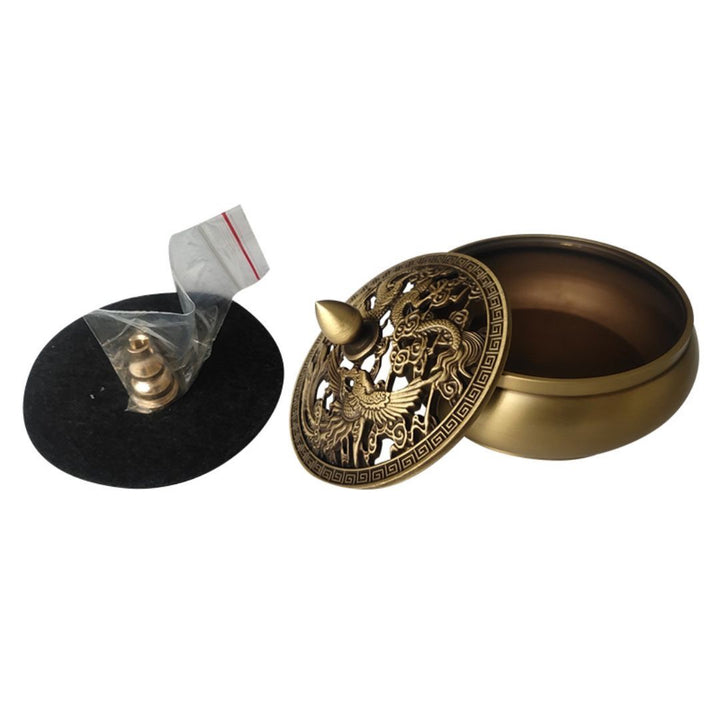 お香 | 龍と鳳凰の開運香炉：風水インテリアオブジェ