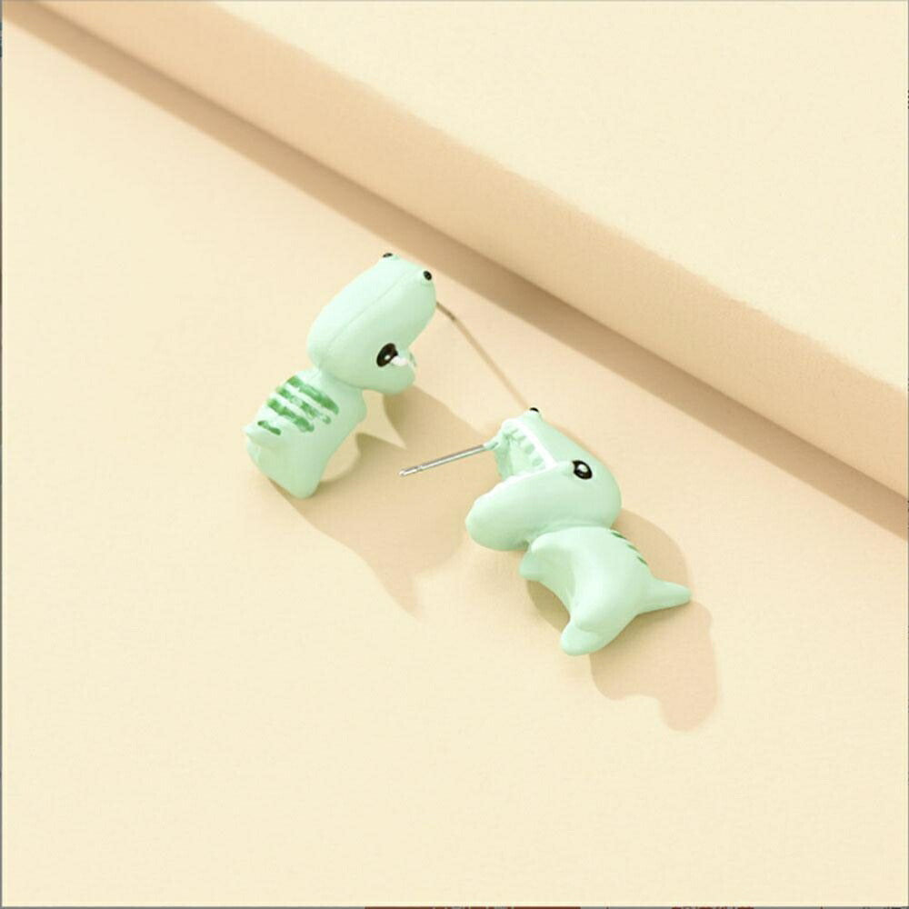 ピアス イヤーカフ | 恐竜噛みつきピアス 2個セット - ユニーク3Dアニマルデザイン