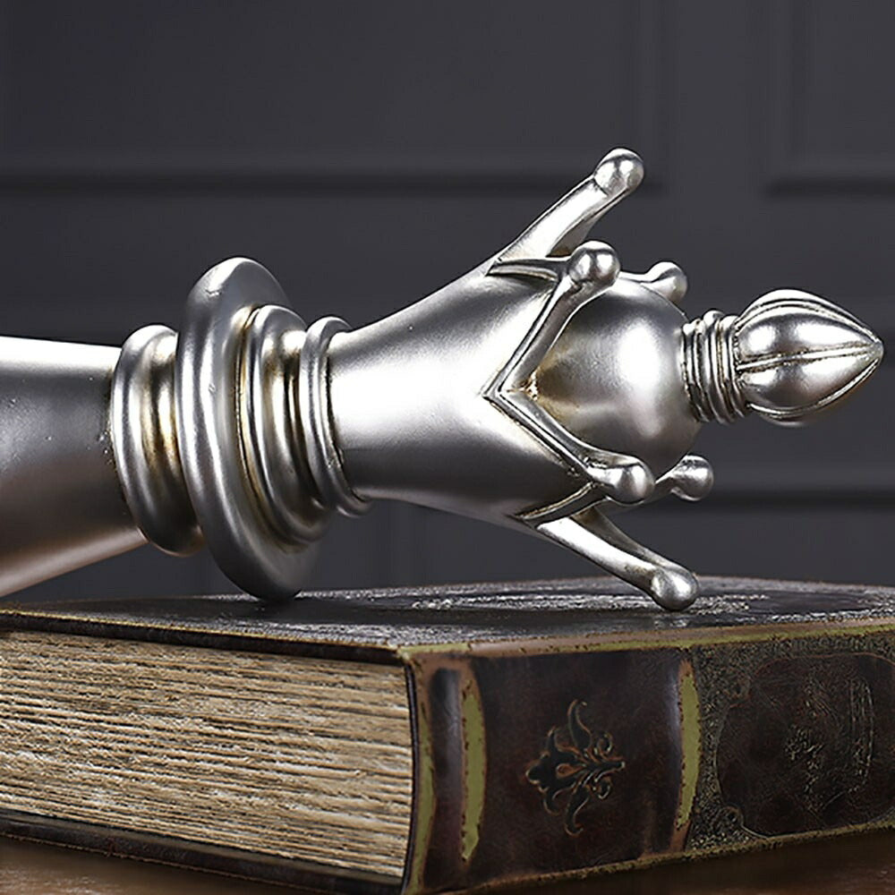 インテリア オブジェ | シルバーカラー チェス駒 オブジェ 【アンティーク調仕上げ・微細な塗装ムラ等あり】