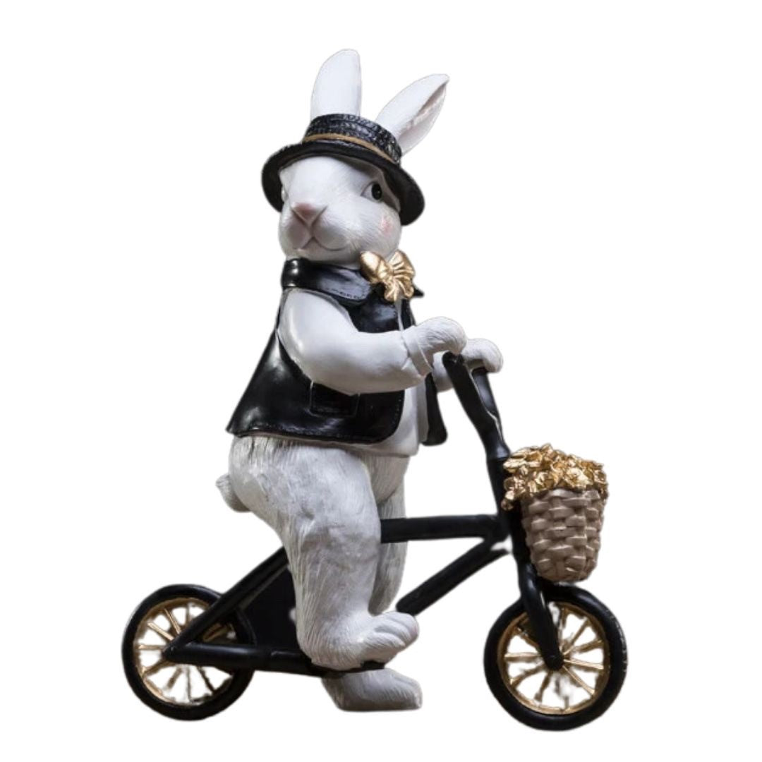 インテリア オブジェ | 紳士＆婦人ラビット自転車置物 - 干支うさぎシリーズ