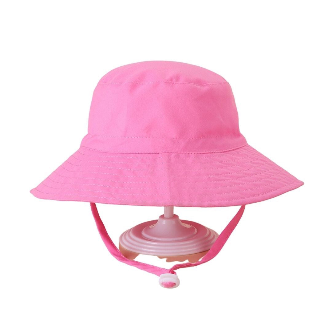 赤ちゃん用品 | キッズ用UPF50+ツバ広帽子 あご紐付き - 選べる8カラー