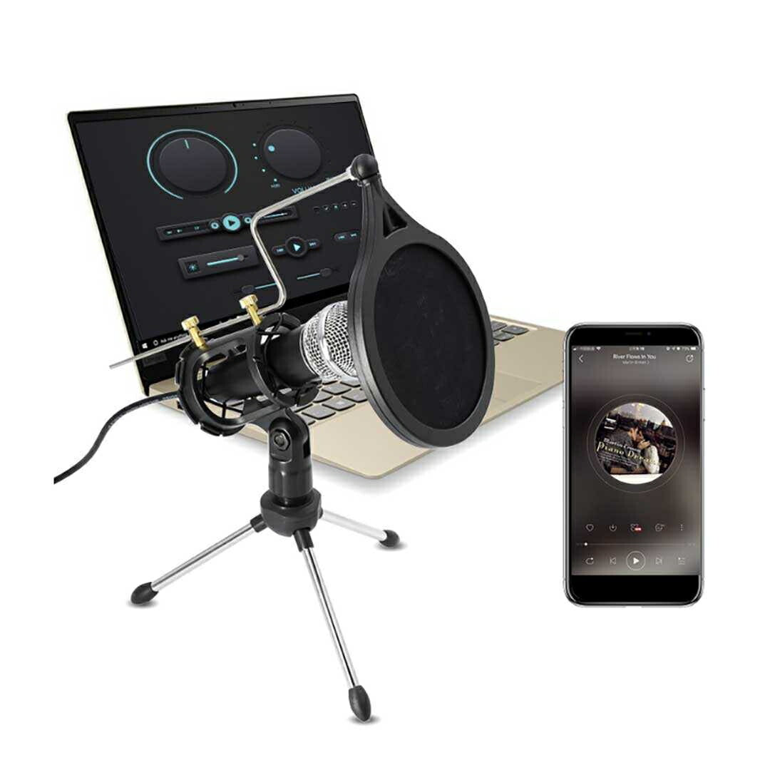 楽器 | コンデンサーマイクセット 三脚スタンド付き 高互換性 iPhone/Android対応