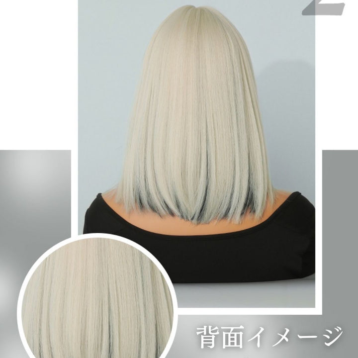 コスプレ小物 | ホワイトベージュブラックインナーカラーボブフルウィッグ