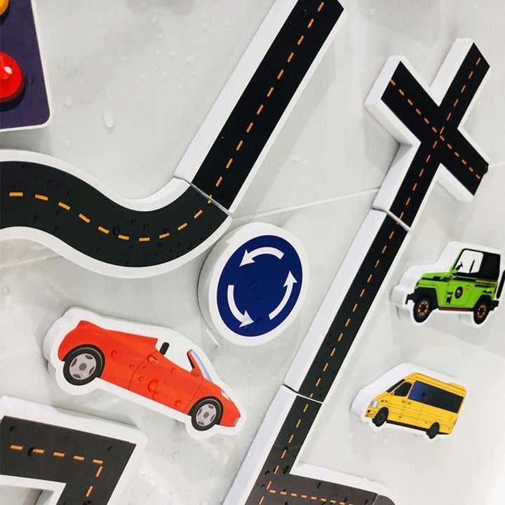 赤ちゃん用品 | お風呂用バスステッカー知育玩具セット - 乗り物＆道路デザイン