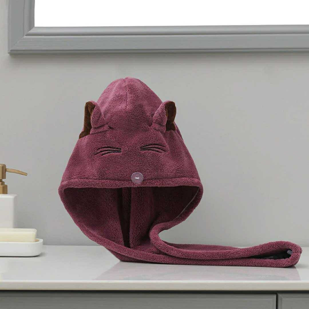 小物 その他 | 速乾ヘアタオル「猫デザイン」- ボタン付きで固定、髪のダメージ軽減