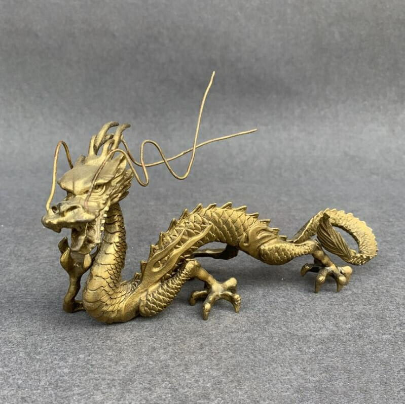 風水 インテリア | 開運クリスタル龍置物 - 真鍮製