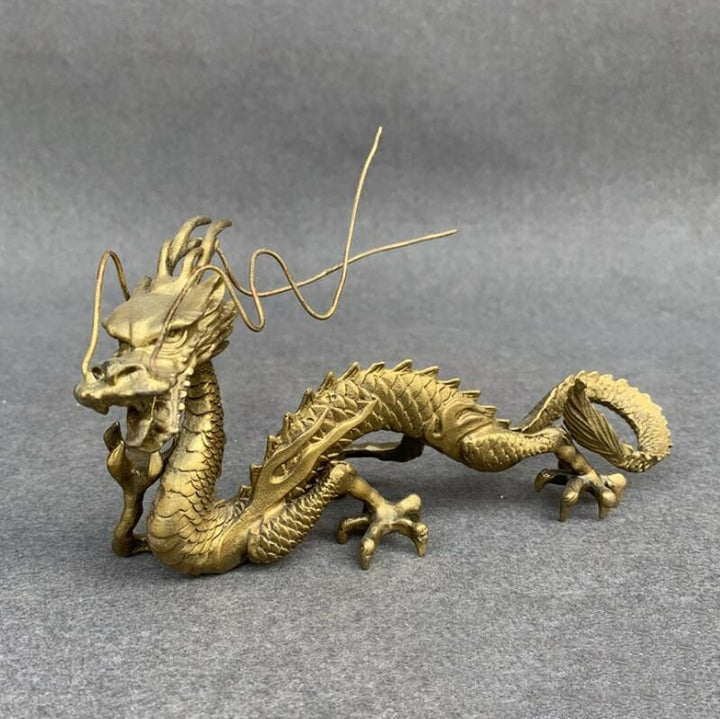 風水 インテリア | 開運クリスタル龍置物 - 真鍮製