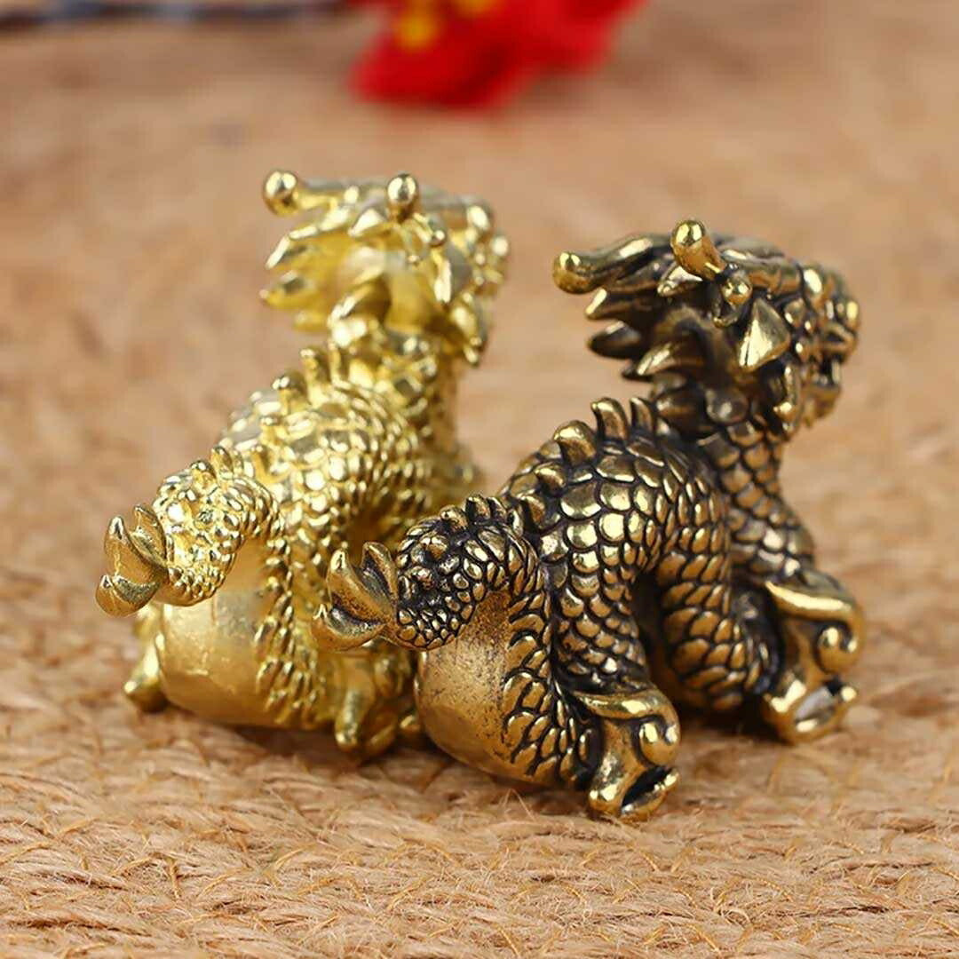 風水 インテリア | 風水聖龍ミニチュア置物 - 金運開運祈願、ゴールド・ブロンズ全2色