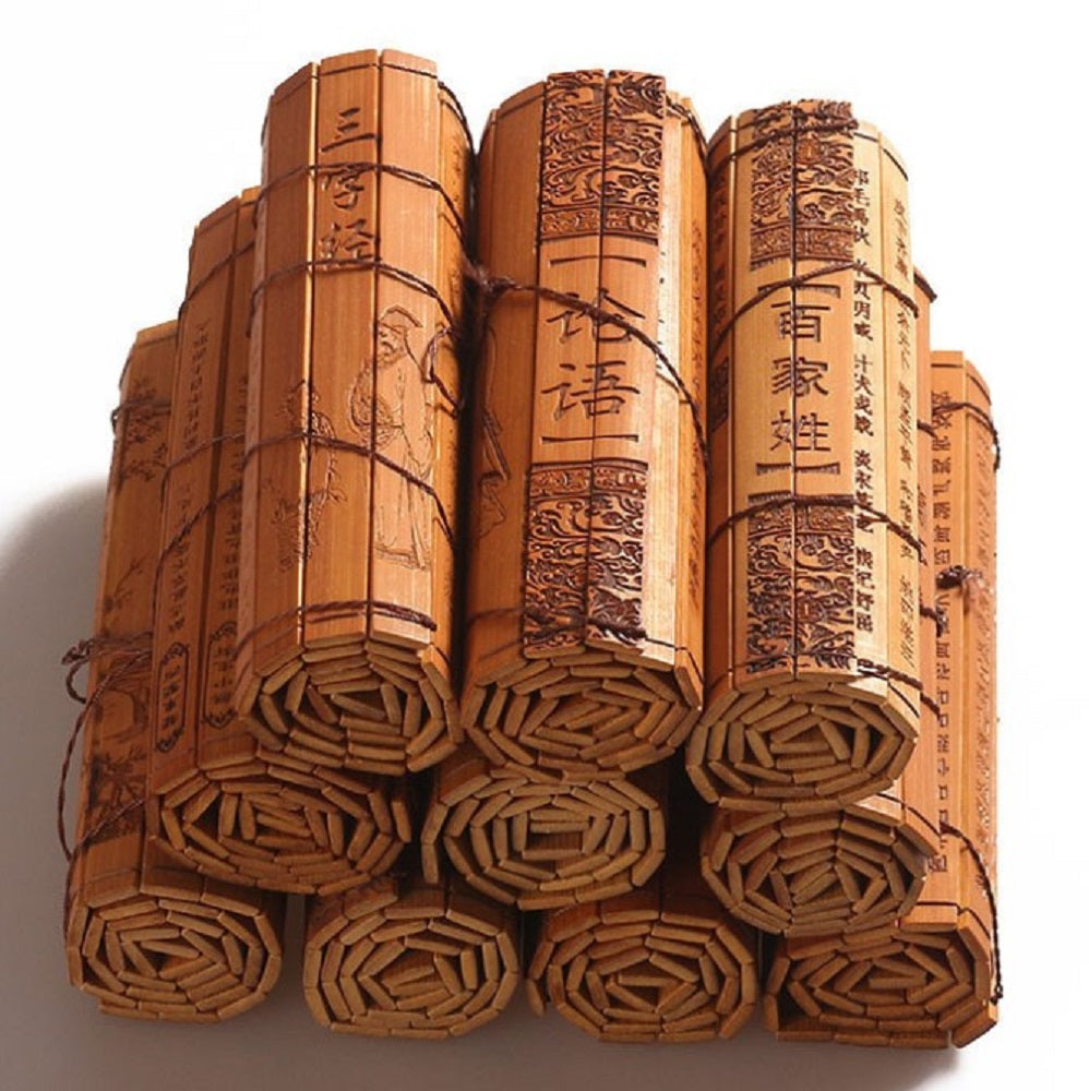 金運 開運 グッズ | 竹製孫子の兵法巻物・般若心経置物