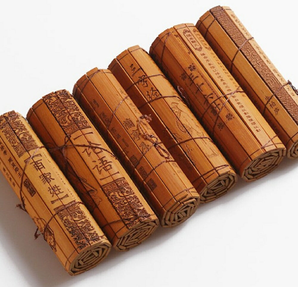 金運 開運 グッズ | 竹製孫子の兵法巻物・般若心経置物