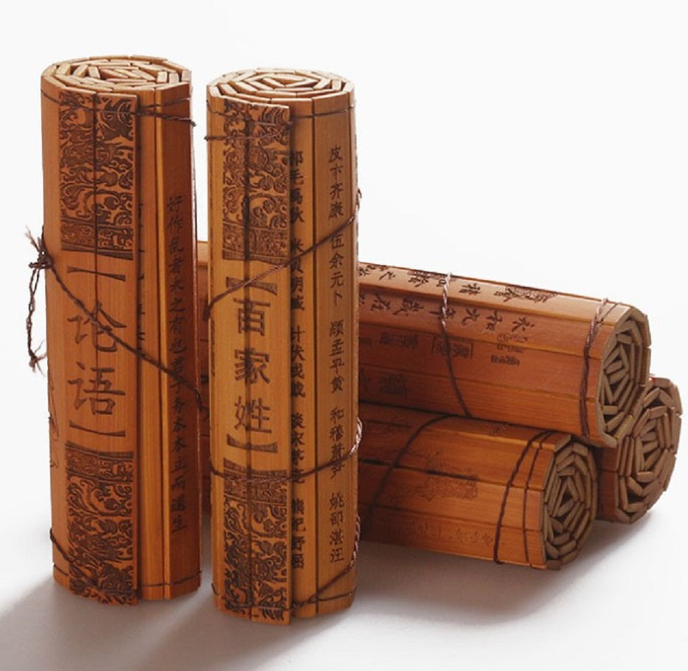 金運 開運 グッズ | 竹製孫子の兵法巻物・般若心経置物