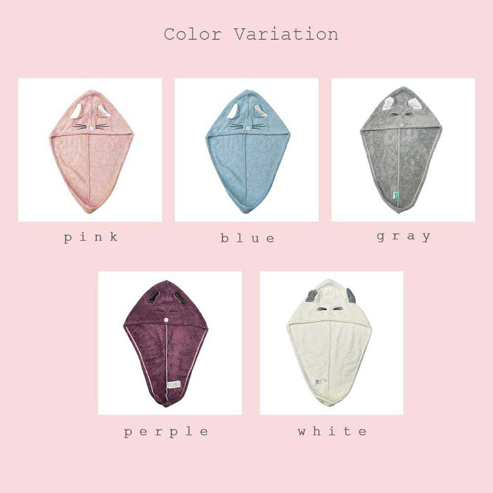 小物 その他 | 速乾ヘアタオル「猫デザイン」- ボタン付きで固定、髪のダメージ軽減