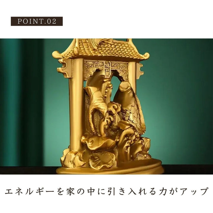 風水 インテリア | 風水 龍と鯉の滝登り 置物 - 成功・金運向上祈願