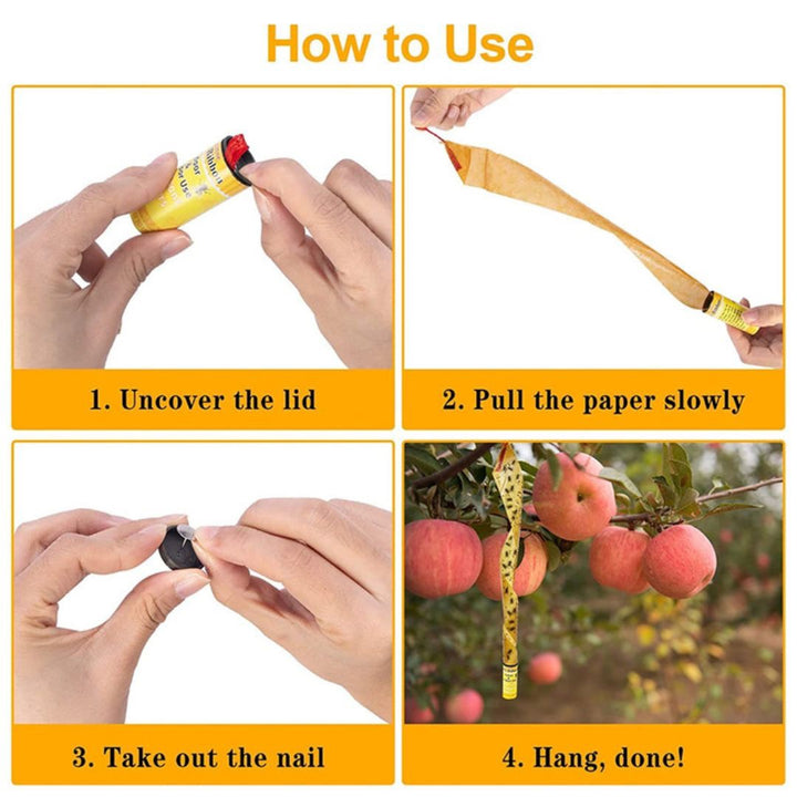虫よけ 鳥よけ | 強力虫取りロールテープ4個セット - 黄色、室内外対応