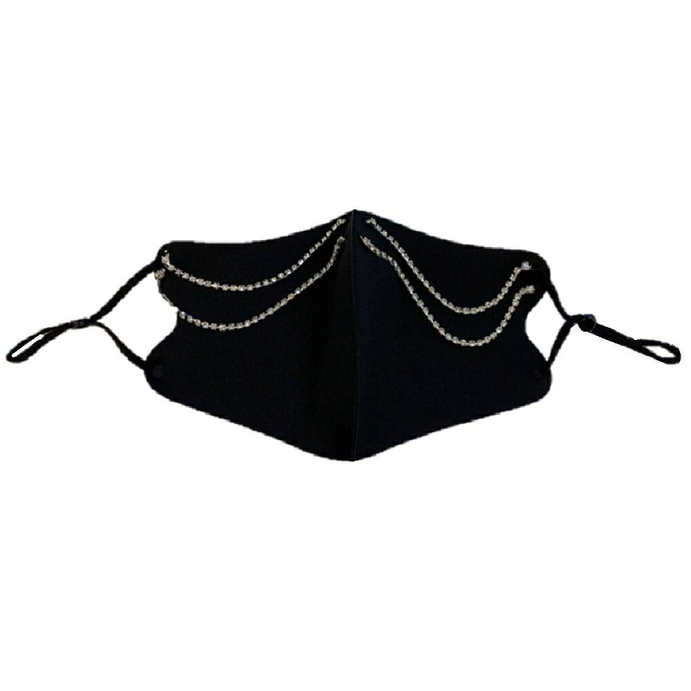 マスク | ジルコニア装飾 マスクチェーン 【ブラック/ピンク】