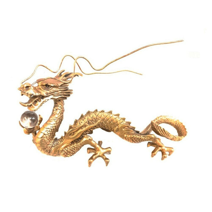 風水 インテリア | 開運クリスタル龍置物 - 真鍮製