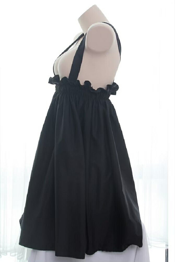 ボトムス 女性 | ブラック無地フレアサスペンダースカート