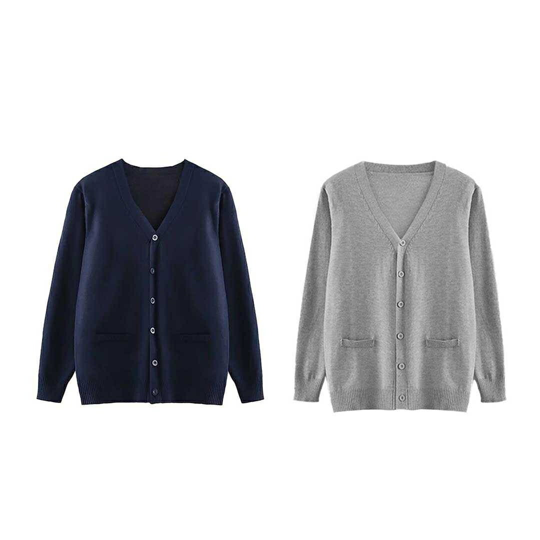 アウター ジャケット | スクールニットカーディガン グレー/ネイビー 男女兼用