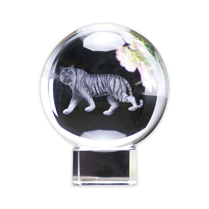 風水 インテリア | 水晶球クリスタル虎置物 - 風水干支寅年オブジェ10cm