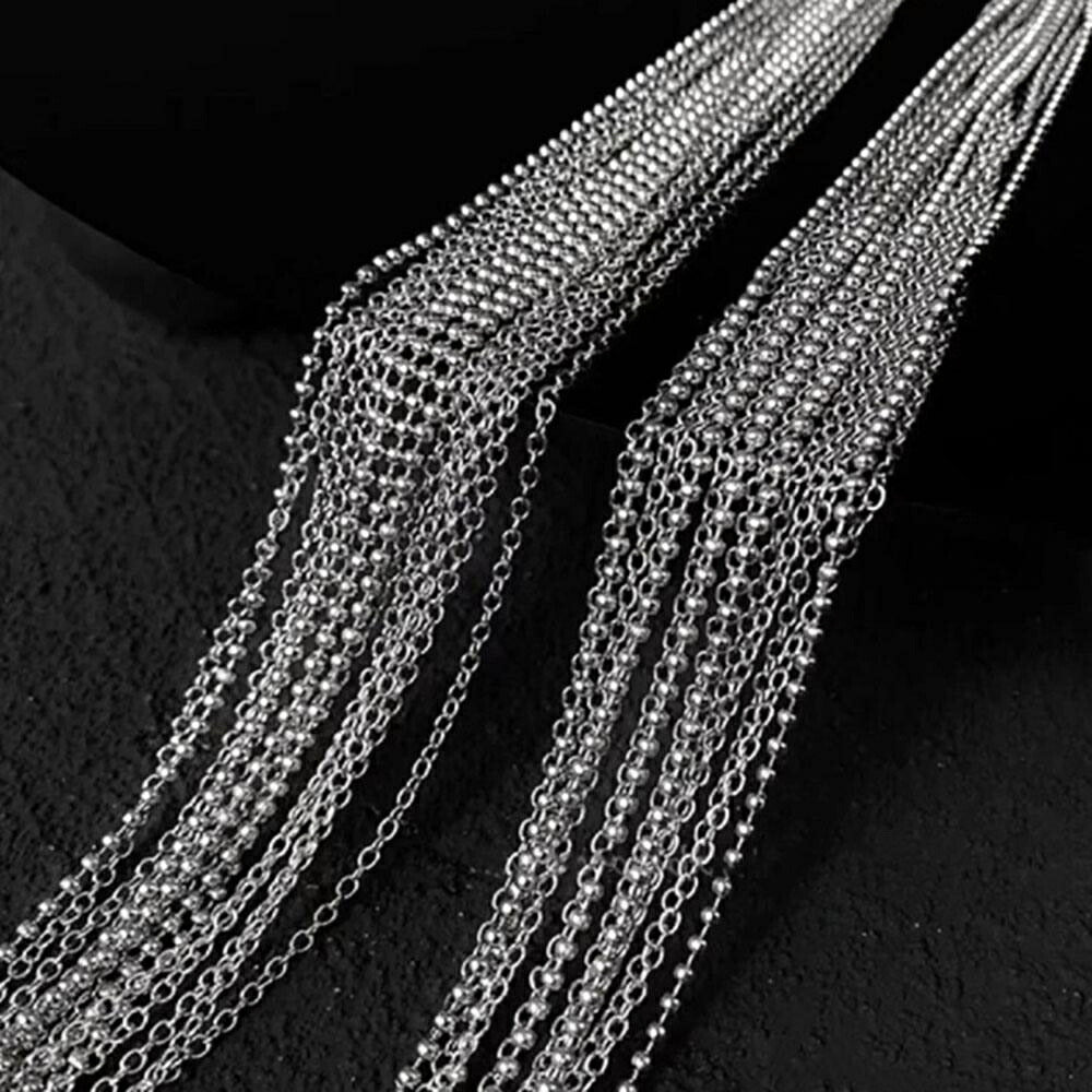 ヘアアクセサリー | シルバーロングチェーン髪留め：エスニック＆シンプルデザイン