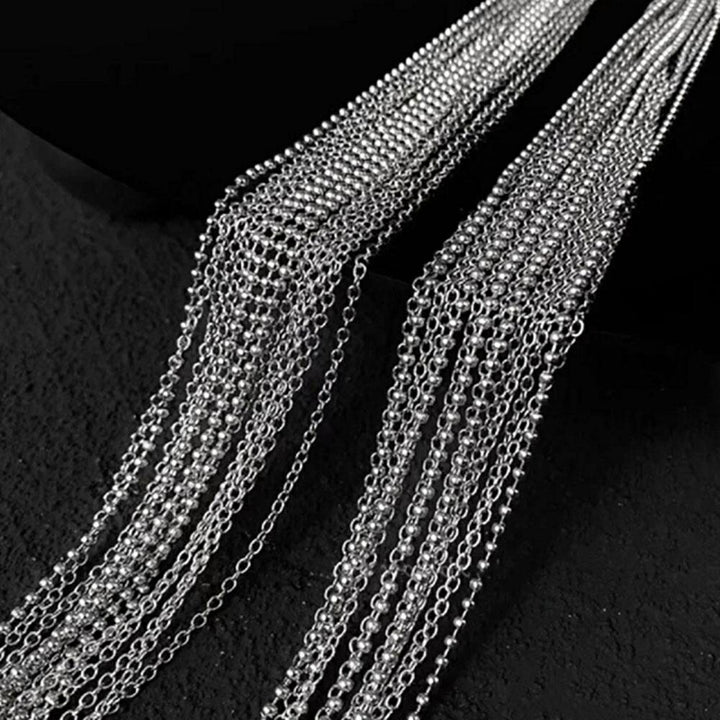 ヘアアクセサリー | シルバーロングチェーン髪留め：エスニック＆シンプルデザイン