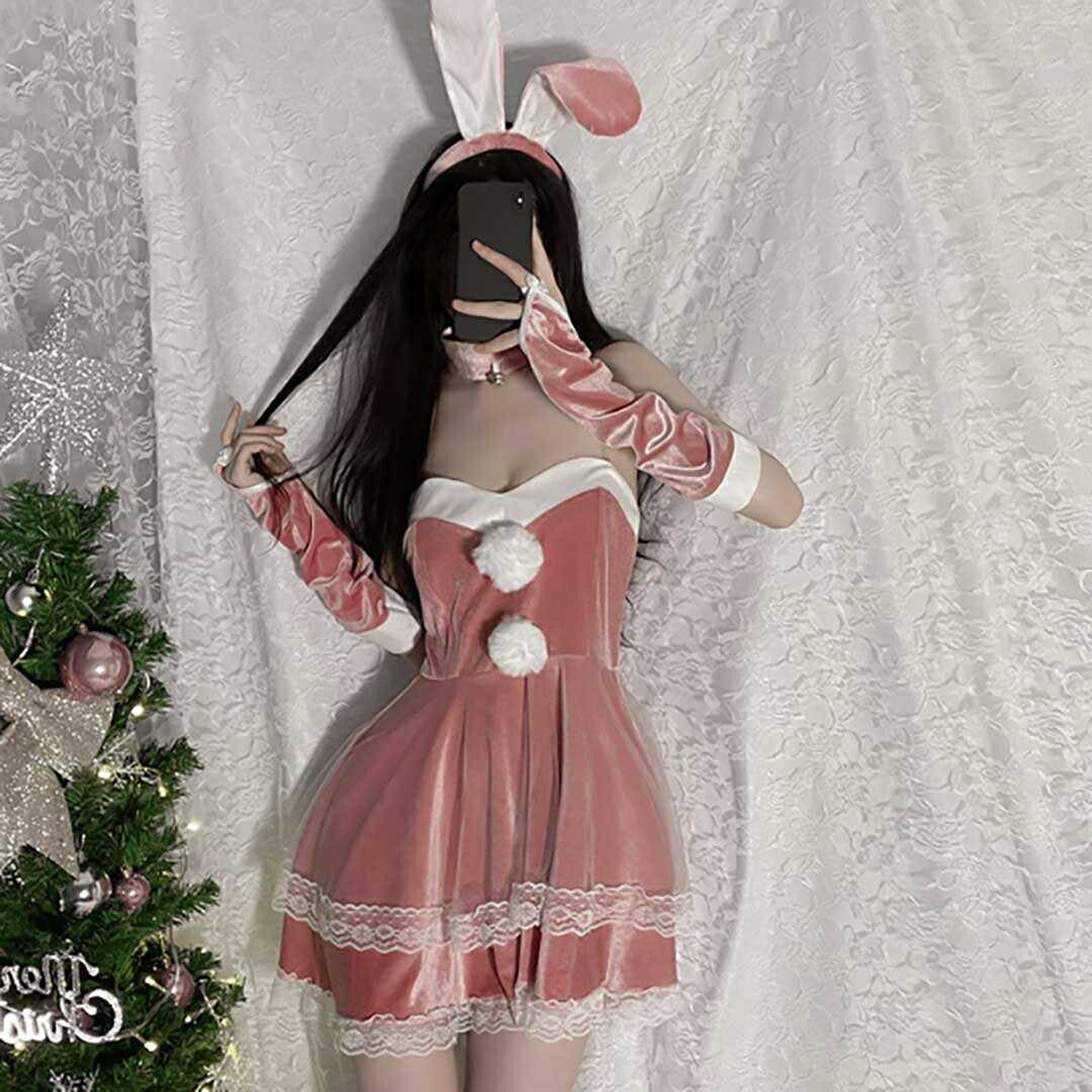 仮装 | クリスマス用バニーサンタコスプレ衣類【選べる2カラー】