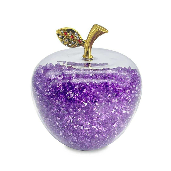 インテリア オブジェ | 紫色クリスタルガラスのりんご置き物 - 運気アップインテリア