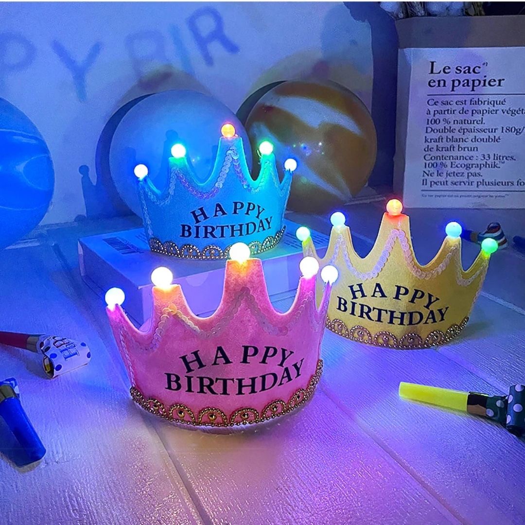仮装 パーティーグッズ | 光るバースデー王冠カチューシャ - 誕生日パーティー用
