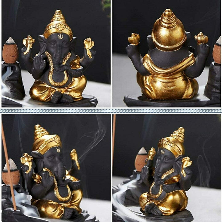 お香 | ガネーシャ ゴールド 陶器お香スタンド - モダンインテリア向け