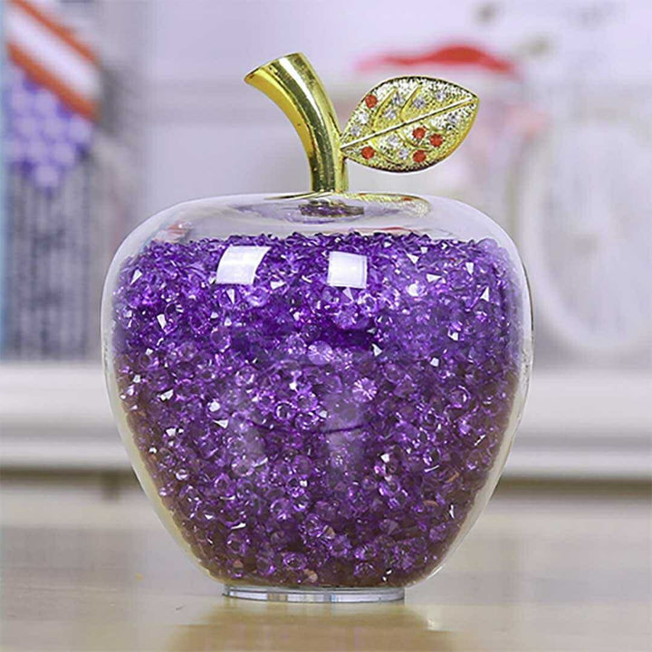 インテリア オブジェ | 紫色クリスタルガラスのりんご置き物 - 運気アップインテリア