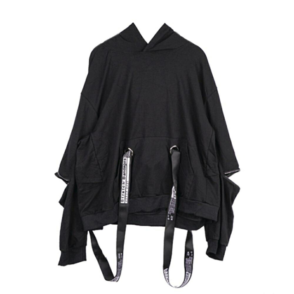 パーカー 男性 | ブラックフード ビッグシルエット ユニセックスパーカー