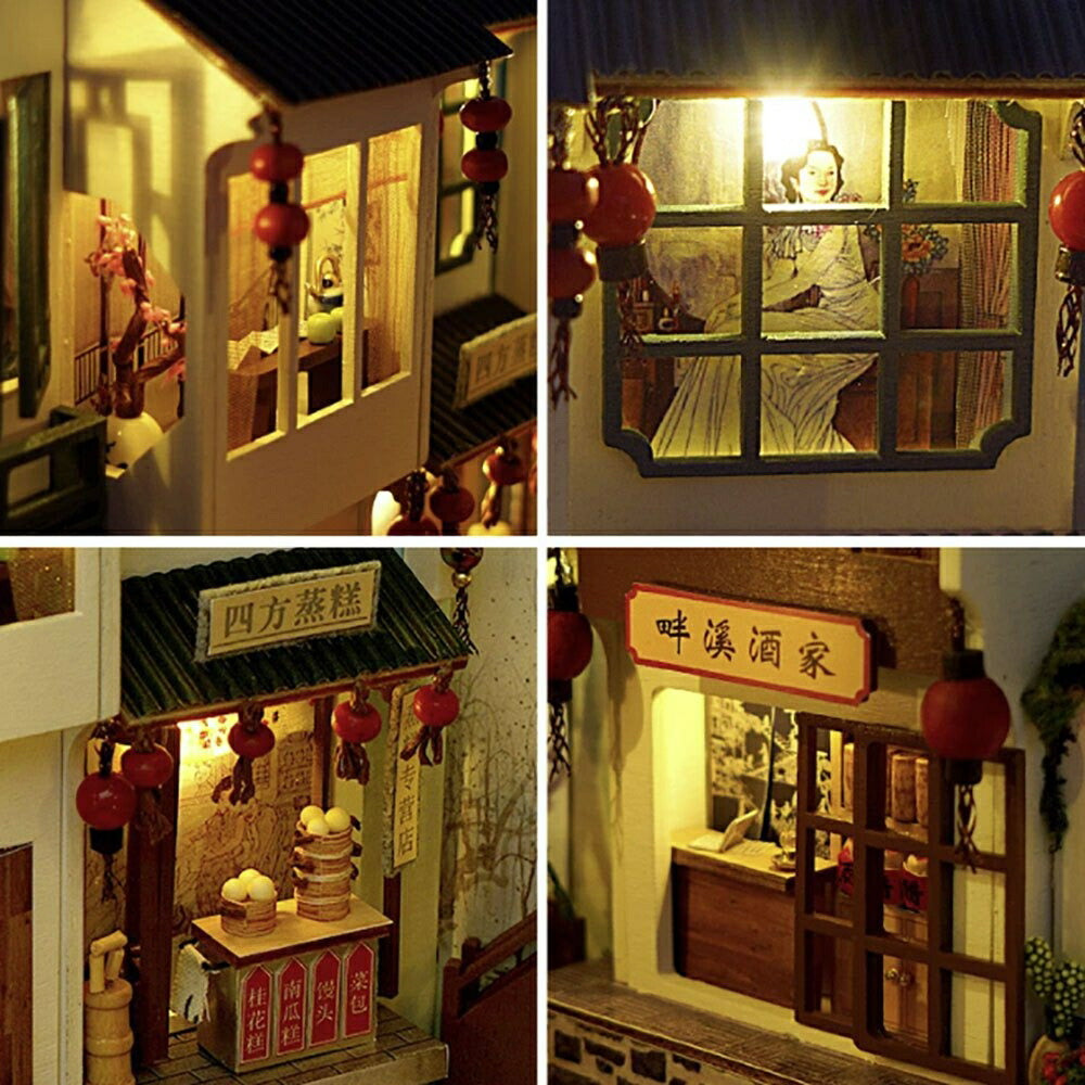 玩具 | 本棚ミニチュアドールハウスキット：中華街の秘密商店街