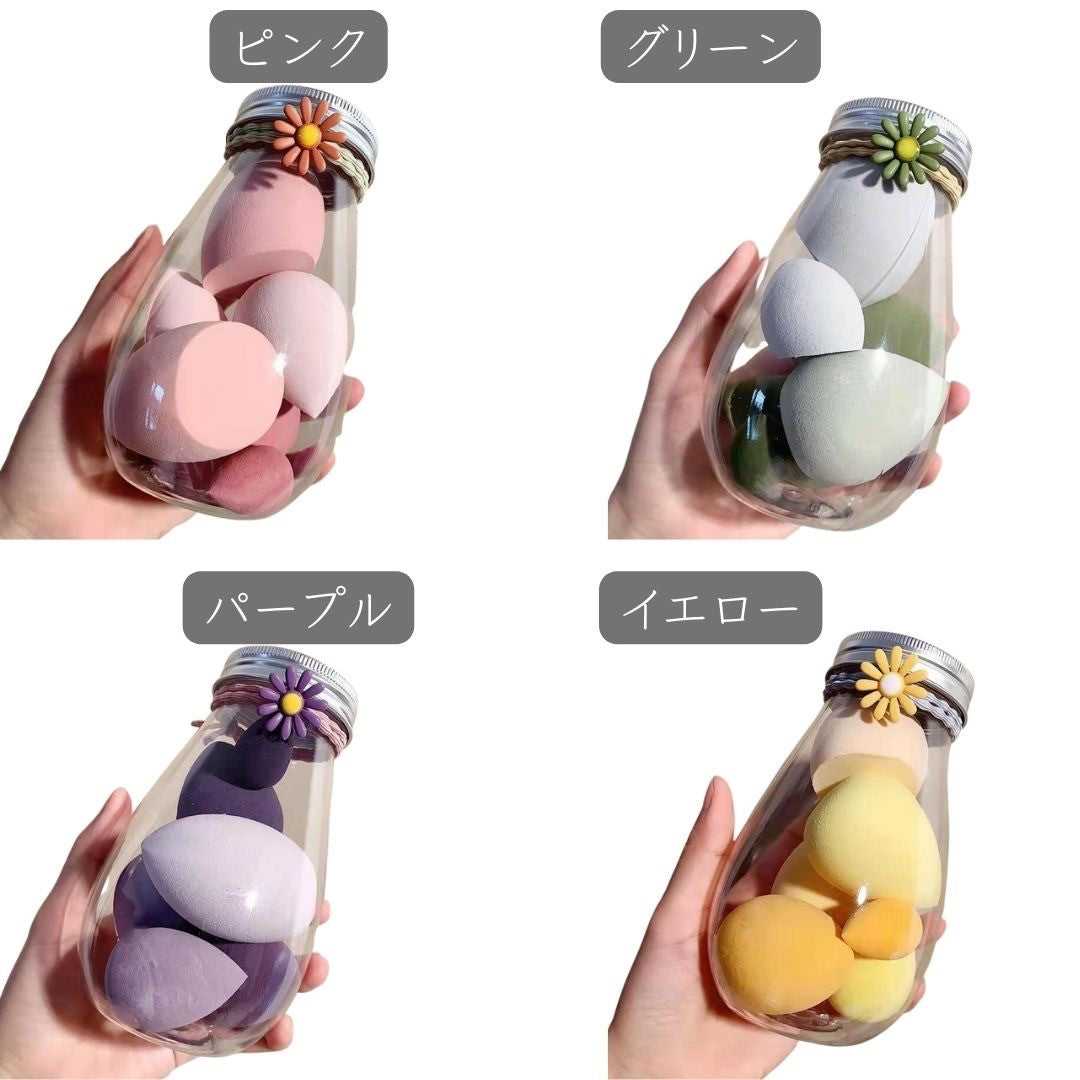 コスメティック | 選べる4カラー 水で膨らむメイクスポンジ6点セット（収納ボトル付き）