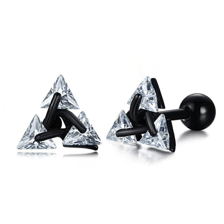 ピアス イヤーカフ | シルバーorブラック三角ジルコニアピアス 両耳用【男女兼用・HIPHOP】