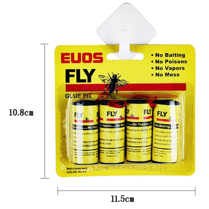 虫よけ 鳥よけ | 強力虫取りロールテープ4個セット - 黄色、室内外対応