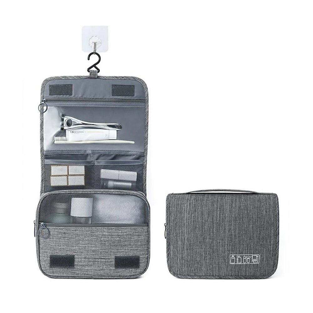 アウトドア用品 その他 | グレー トラベルポーチ フック付き収納バッグ 23×19×8cm
