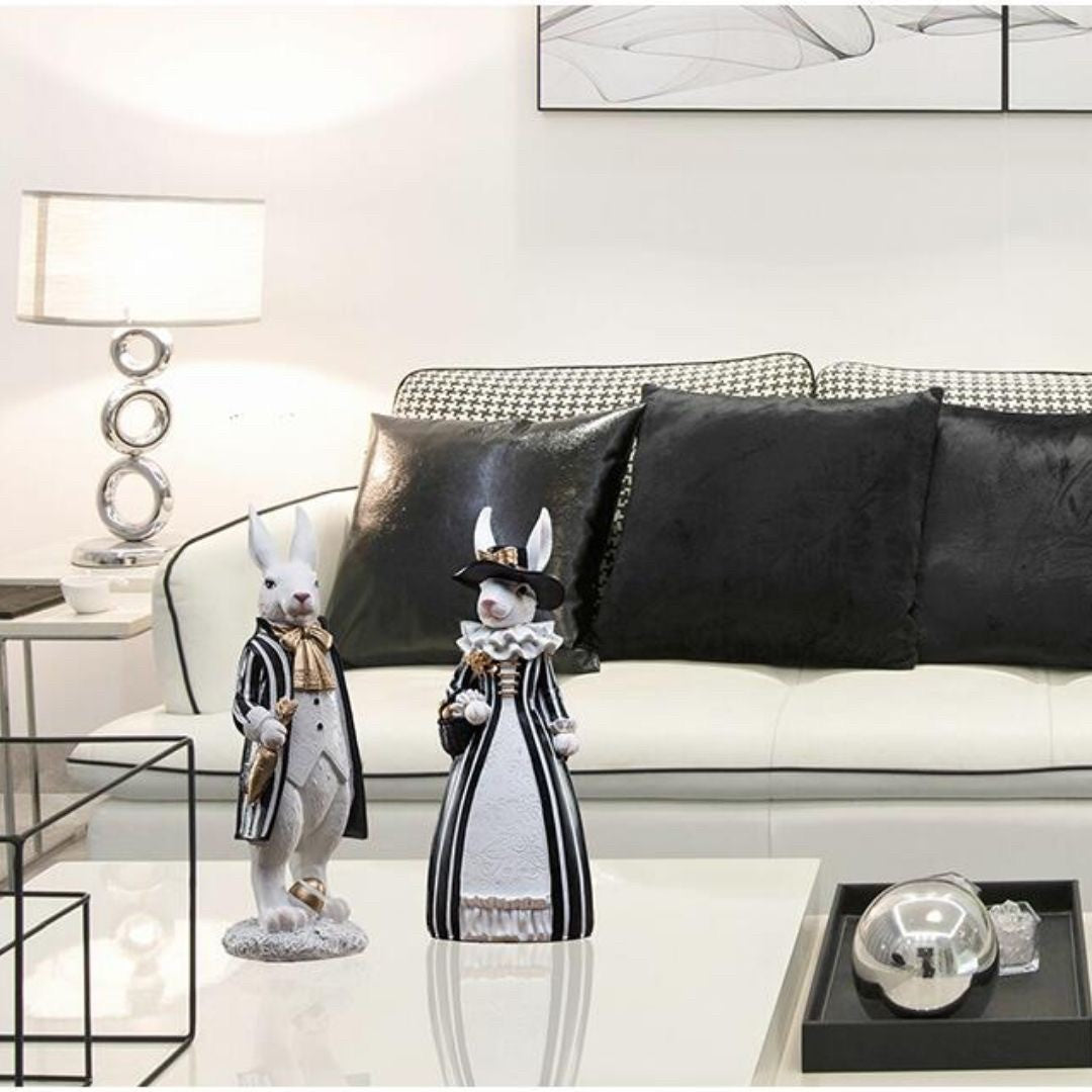 インテリア オブジェ | 紳士＆婦人ラビット自転車置物 - 干支うさぎシリーズ