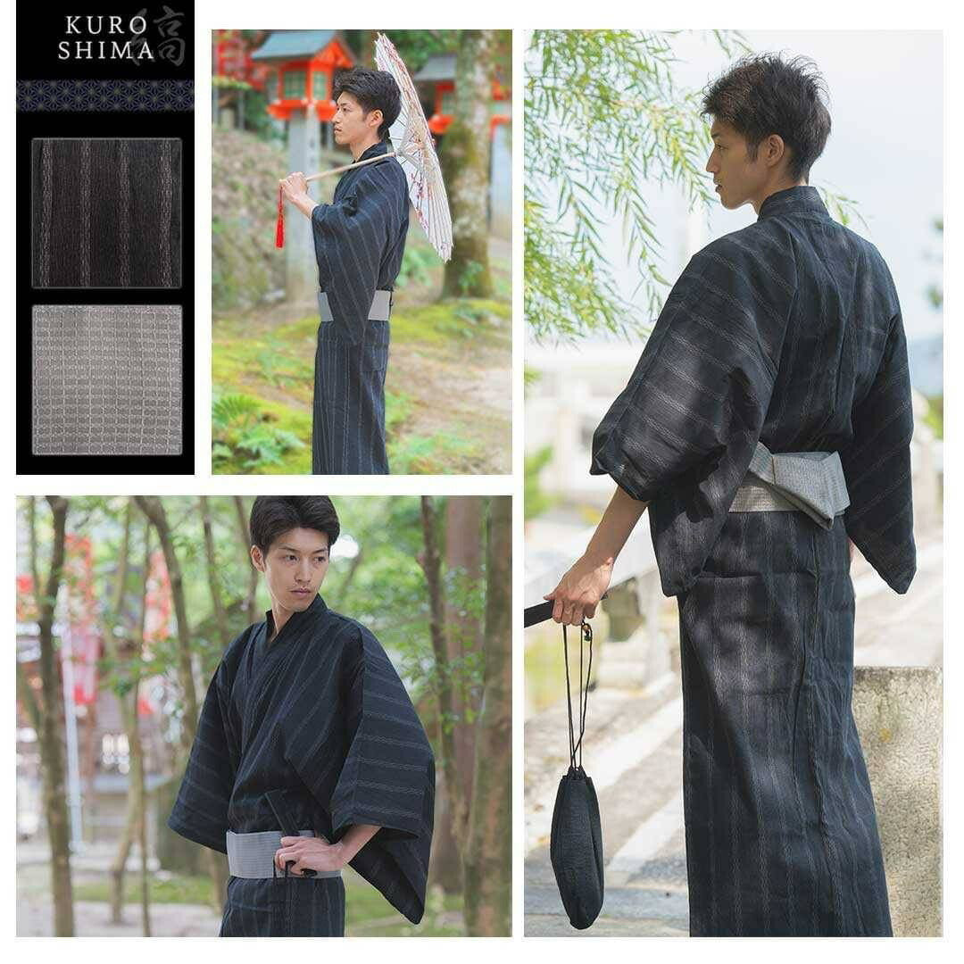 男性ファッション その他 | メンズしじら織り浴衣3点セット（帯・下駄付き）