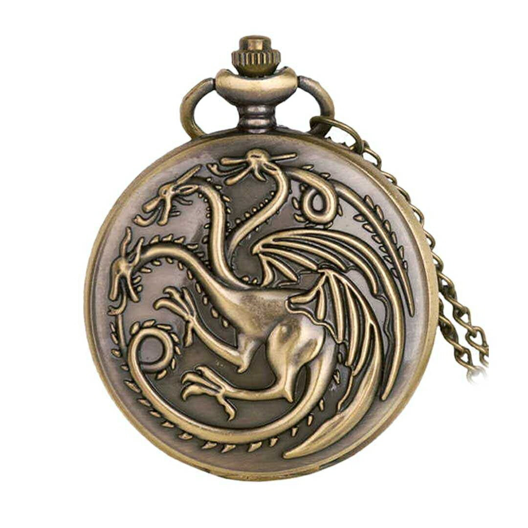 風水 時計 | アンティーク懐中時計 ユニセックス ブロンズチェーン付き
