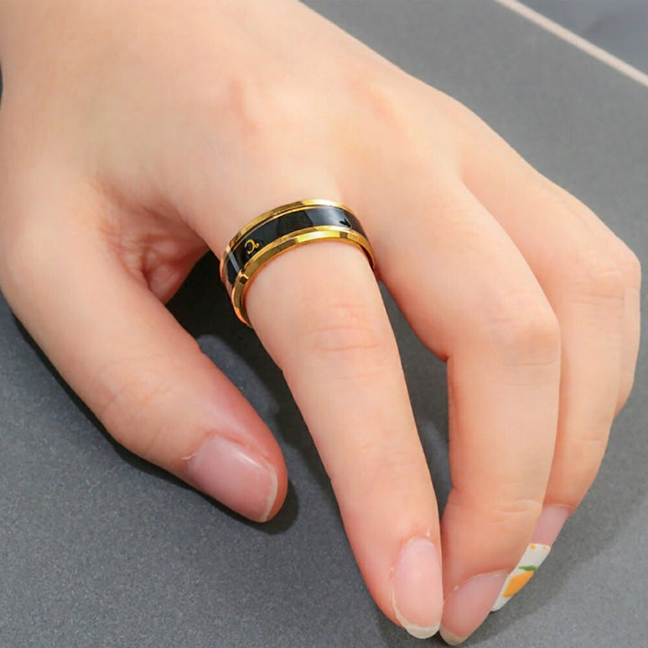 リング | 温度計機能付きステンレスリング【ブラック/ゴールド】
