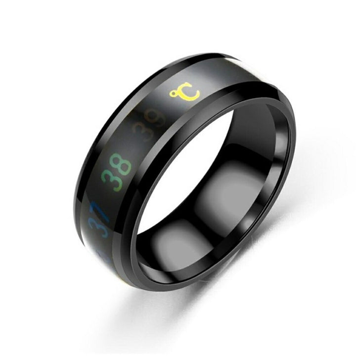 リング | 温度計機能付きステンレスリング【ブラック/ゴールド】