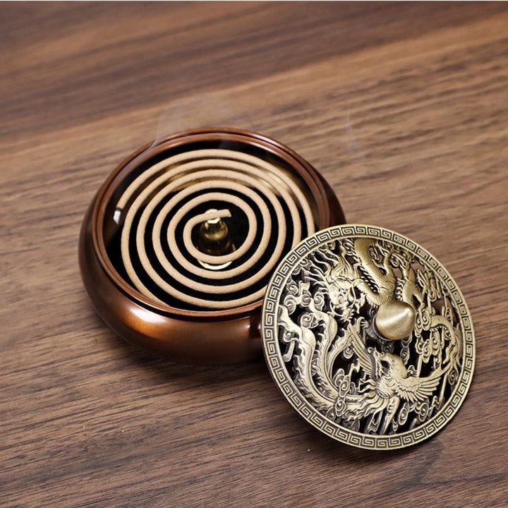 お香 | 龍と鳳凰の開運香炉：風水インテリアオブジェ