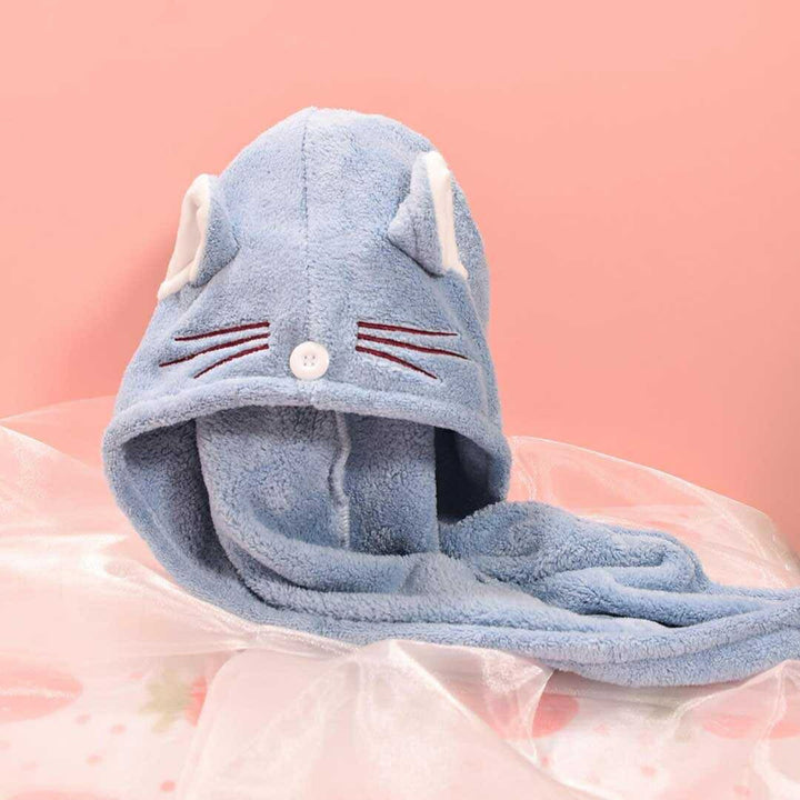 小物 その他 | 速乾ヘアタオル「猫デザイン」- ボタン付きで固定、髪のダメージ軽減