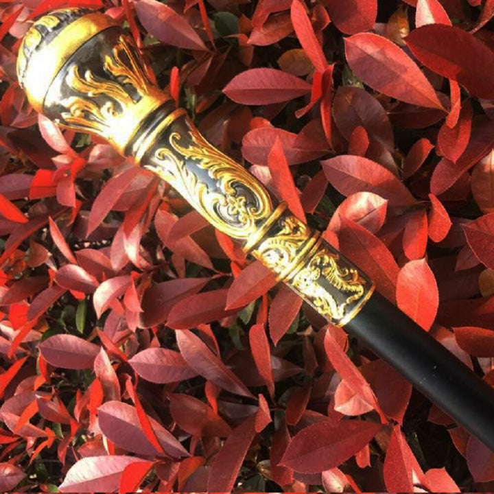 男性ファッション その他 | 黒金花彫刻真鍮杖 - アンティークスタイルウォーキングスティック