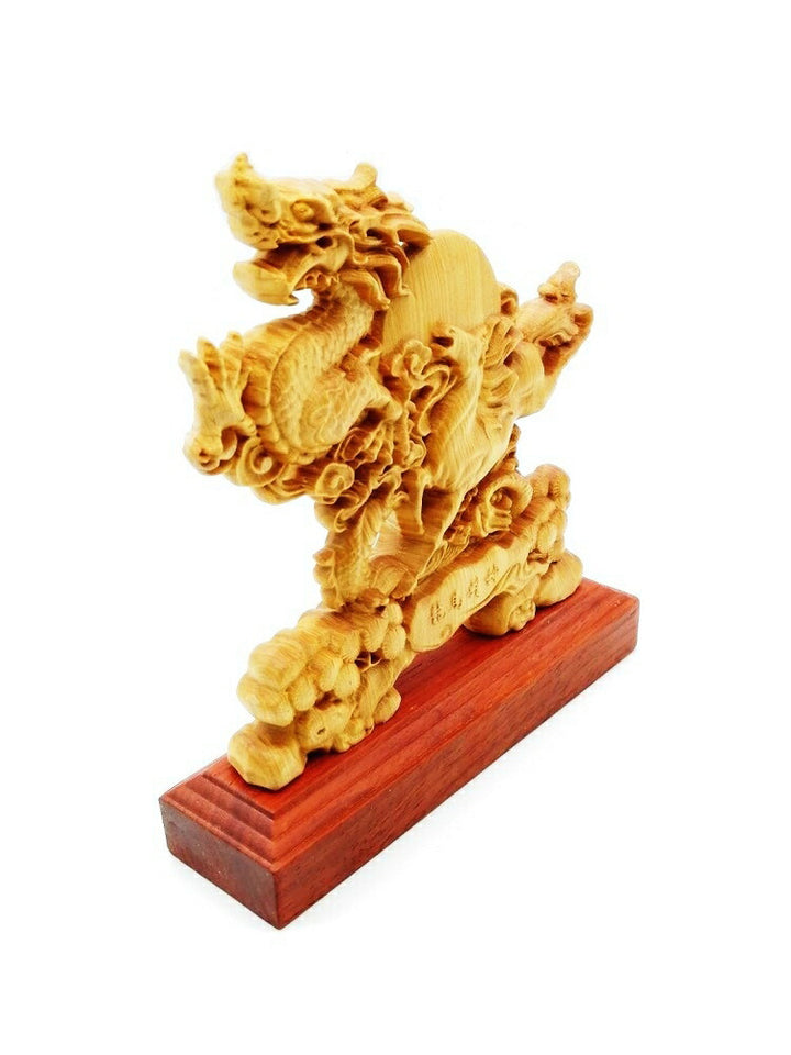 風水 インテリア | 木彫りドラゴン風水置物 - 龍馬精神・開運厄除け